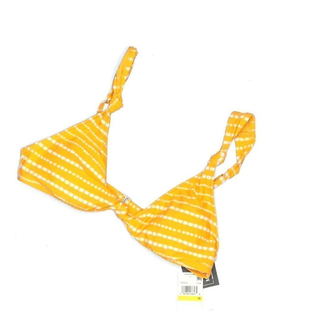 A-763 Hula Honey knot front bralette bikini top YELLOW sz S new
